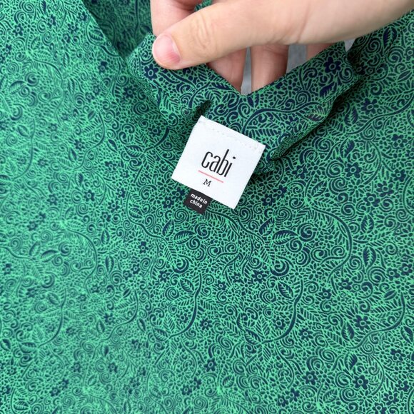 Cabi Womens Bountiful Blouse Size M Green Navy Ditsy Floral Sheer Style 5208 EUC - Picture 5 of 9